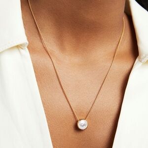 Dean Davidson Signature Knockout Pendant Pearl Brushed Gold Necklace